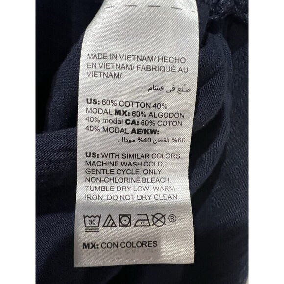 Chico's Ultimate Tee Size 2  Medium 12 Athleisure Navy V Neck Cotton Blend - Picture 5 of 6